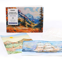Load image into Gallery viewer, 15 Sheets 140LB Landscape-Themed Watercolor Coloring Book (provides 6 meals)