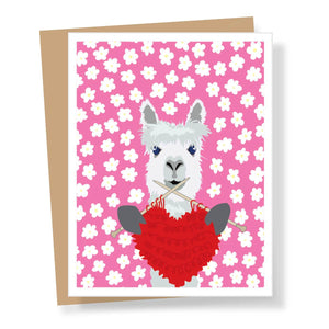 Knitting Alpaca Card - Valentine (provides 2 meals)