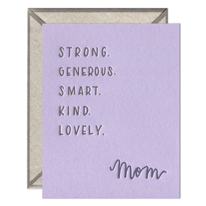 Mom Attributes - Mother's Day card
