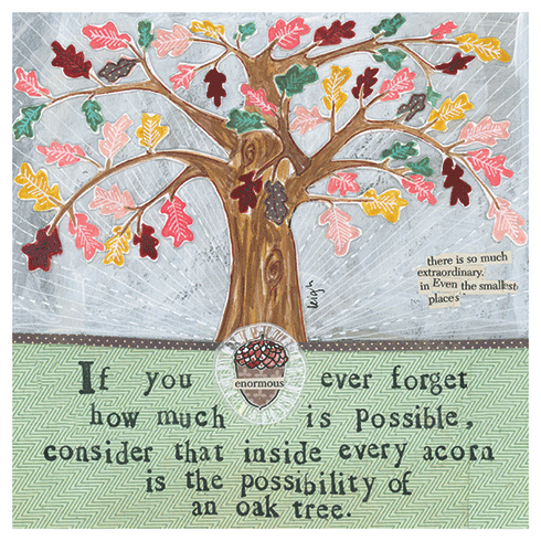 Product Image : OAK TREE | CURLY GIRL EVERYDAY GREETING CARD with text: If you ever forget how much is possible, consider that inside every acorn is the possibility of an oak tree.
