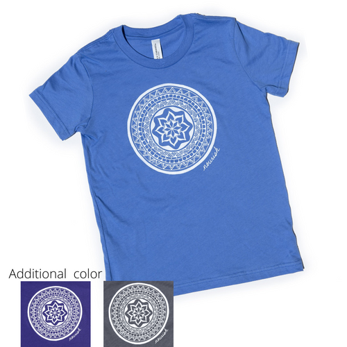 Product Image : Kid's Mandala T-Shirt Blue - with addition color squares purple and green