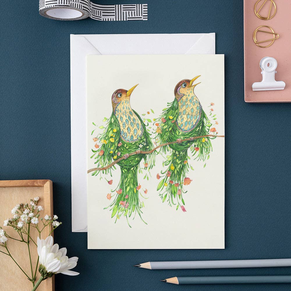 Product Image : Two scruffy Thrushes - Greeting Card 