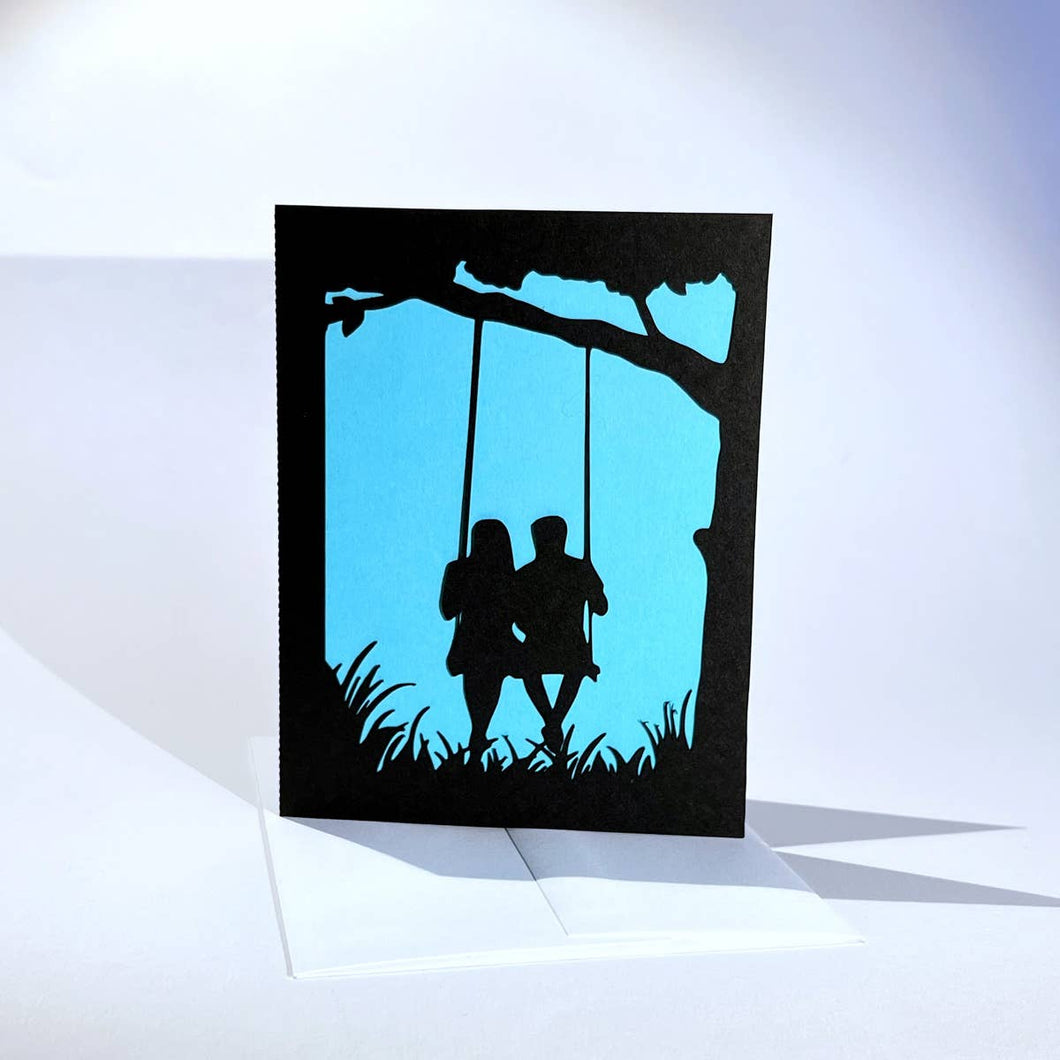 Anniversary Engagement Wedding Card pair in love silhouette