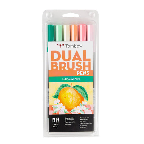 Dual Brush Pen Art Markers, Just Peachy, 6-Pack (provides 6 meals)