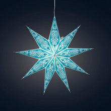 Load image into Gallery viewer, Phoenix 9 Point 17&quot; Turquoise/ Sky blue Paper Star Lantern (provides 12 meals)