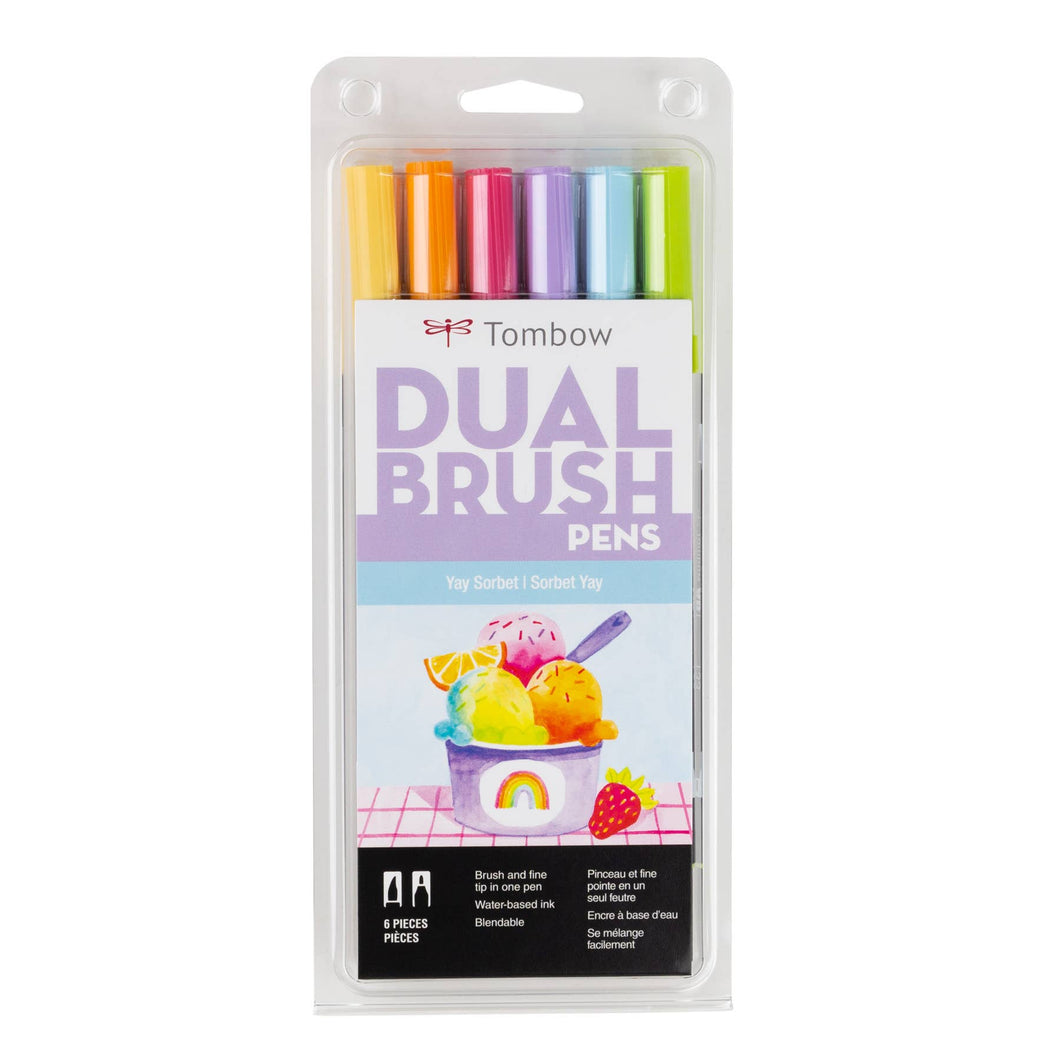 Tombow Dual Brush Pens, Dual-Tip Art Markers, Pastel, 6 Pack 