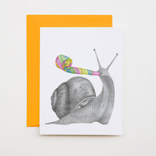Load image into Gallery viewer, Herbie Homestead Brown Garden Snail Note Card (provides 2 meals)