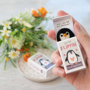 You're Flippin' Fantastic Wool Felt Penguin In A Matchbox (4 meals)