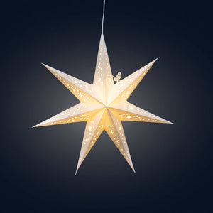 Twinkle Star ~ 7 Pointer, 9", White Paper Star Lantern Light (provides 8 meals for kids)
