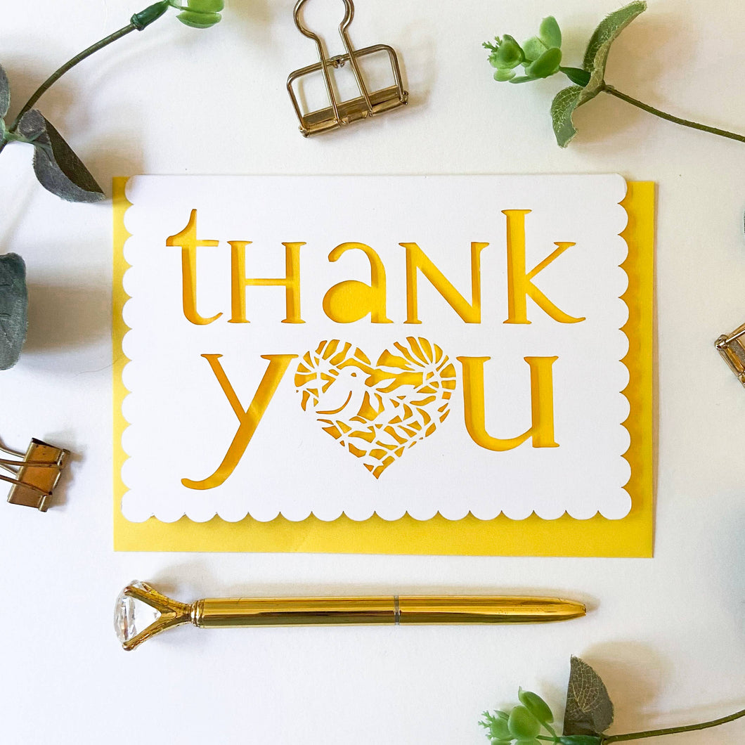 Paper Cut Thank You Card with Scallop Edge