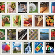 Load image into Gallery viewer, image of each of the 26 Alphabet Art Cards 