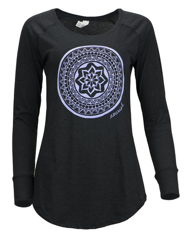 Product Image : Front View - Women's Long Sleeve Tunic Tee with Purple Mandala in the center