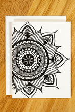 Load image into Gallery viewer, Sunflower Mandala Note Card Set (provides 6 meals)