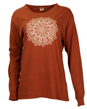 Load image into Gallery viewer, Product Image : Terrecata Unisex Cotton Long-Sleeved Pumpkin Crew - with large ivory pumpkin mandala design on front centered
