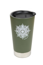 Load image into Gallery viewer, Another view of the Insulated Mandala Tumbler - Green