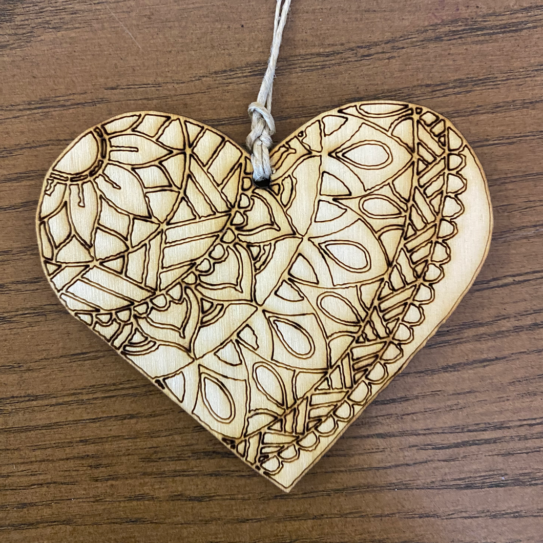 Color Your Own Wooden Heart - Flower 