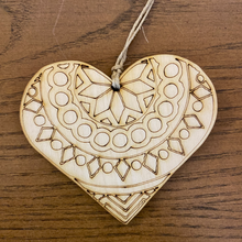 Load image into Gallery viewer, Color Your Own Wooden Heart - Geometric