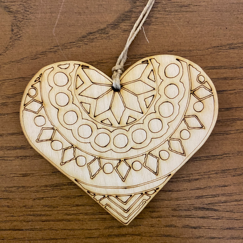 Color Your Own Wooden Heart - Geometric