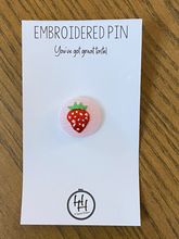 Load image into Gallery viewer, Product Image: Embroidered Strawberry Pin 
