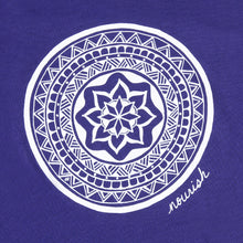 Load image into Gallery viewer, Close up image of the mandala on  Purple shirt