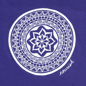 Close up image of the mandala on  Purple shirt