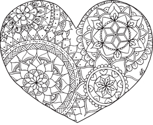 Free Downloadable Coloring Page - Heart Mandala