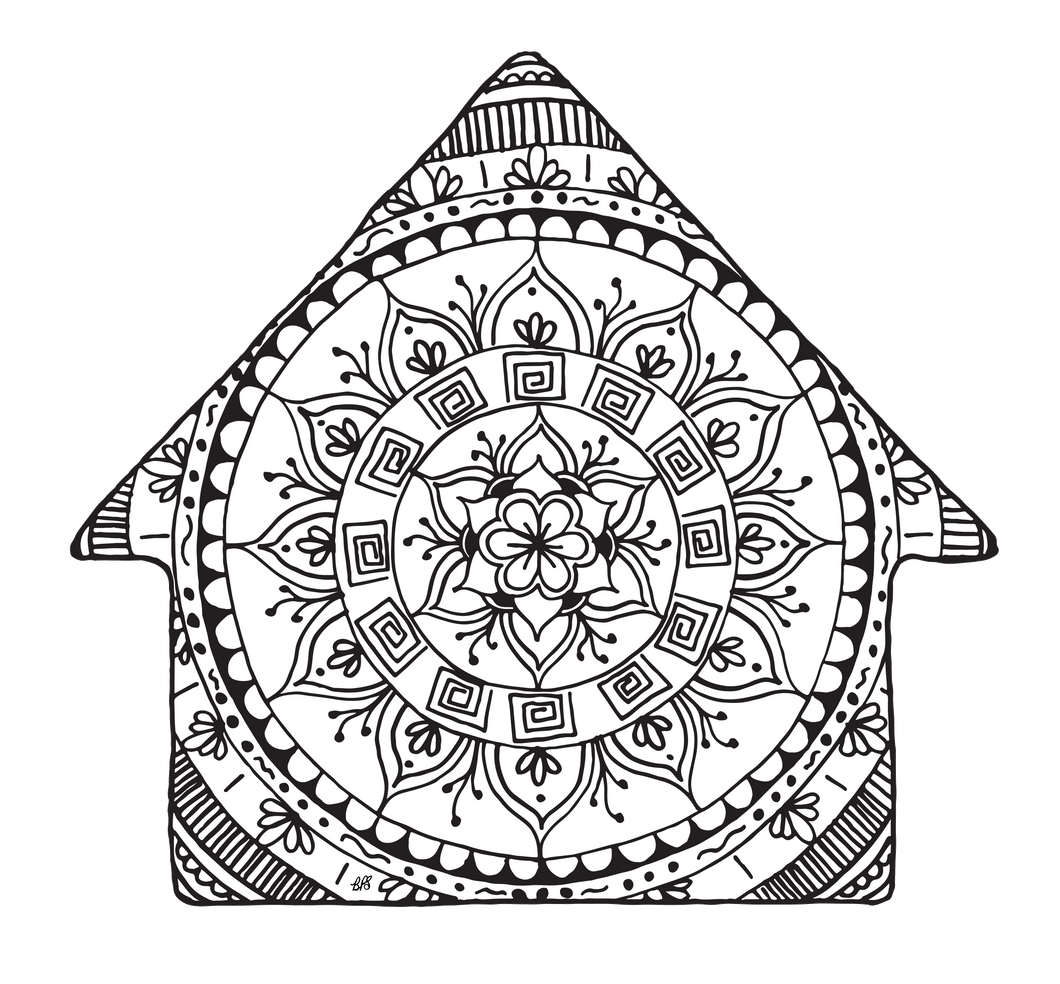 Free Downloadable Coloring Page - House Mandala