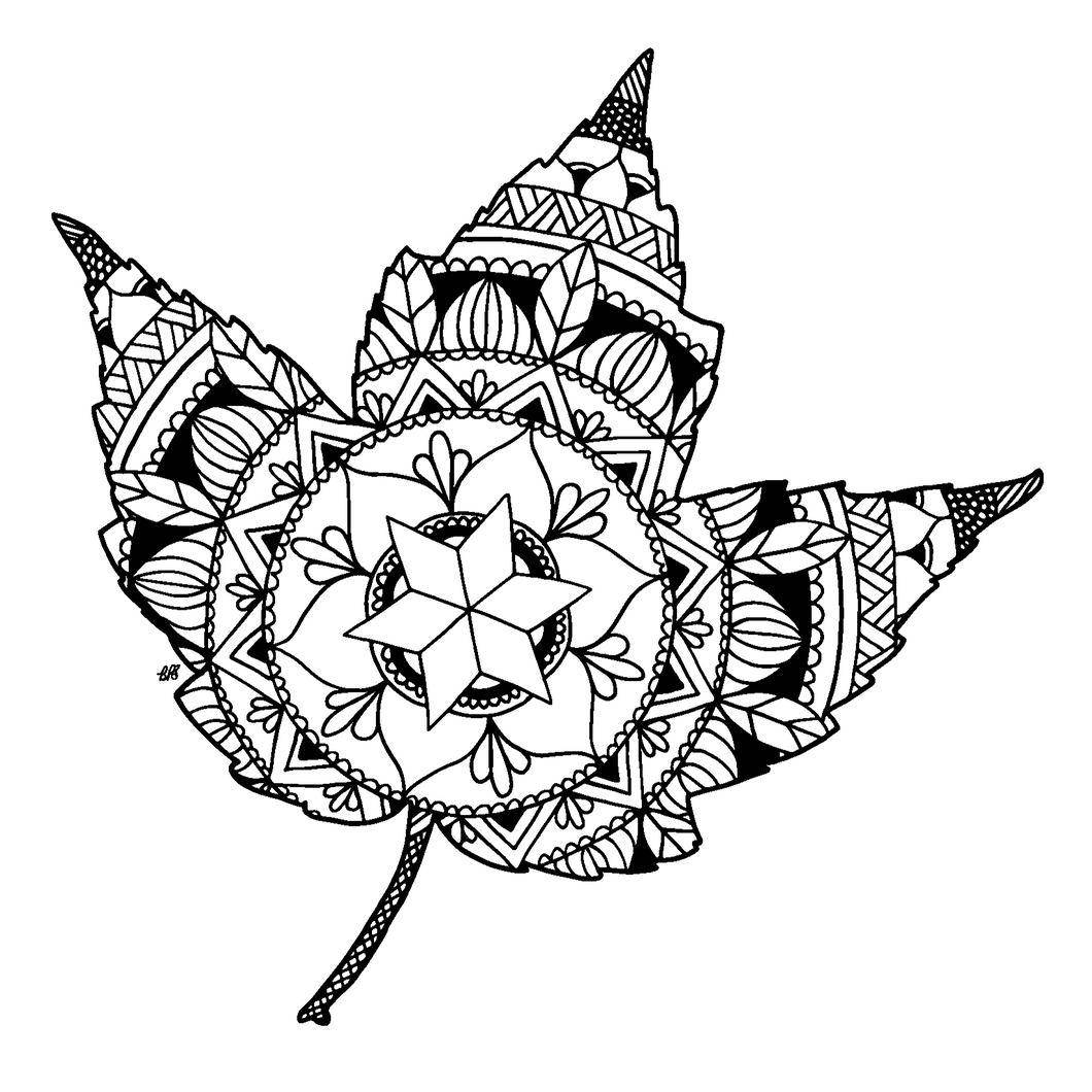 Free Maple Leaf Mandala Downloadable Coloring Page