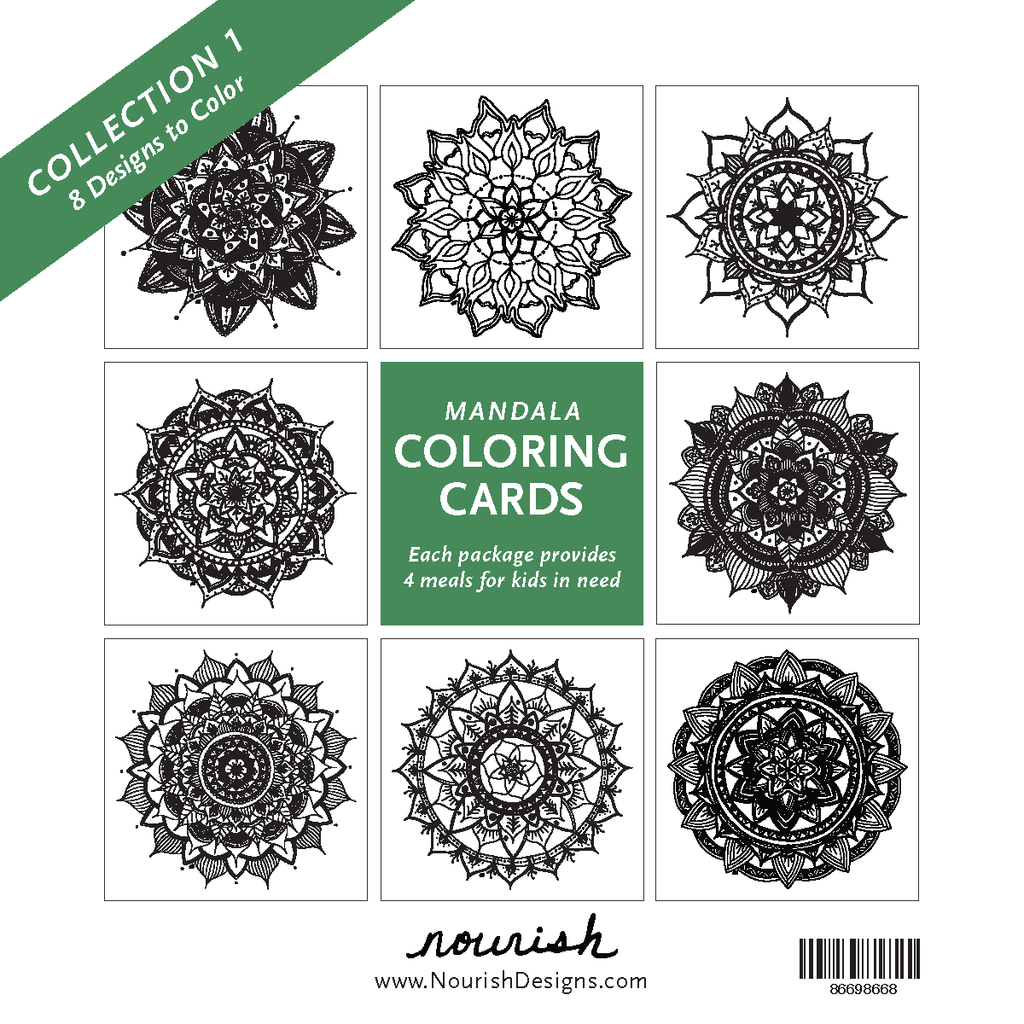 Back of the packaging for Collection 1 of the coloring card pack
