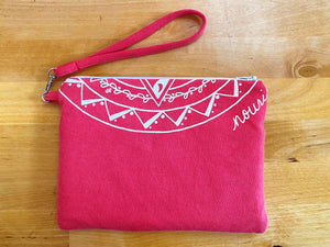Product Image : Upcycled Nourish Clutch - Coral with White Mandala - Back View