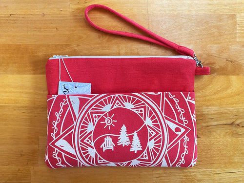 Product Image : Upcycled Nourish Clutch - Coral with White Mandala - Front View