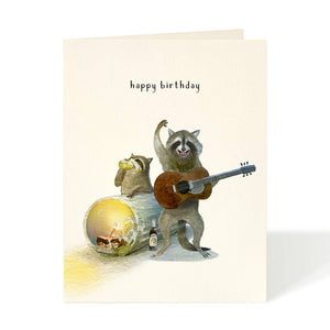 Garage Band - Raccoon Birthday Greeting Card
