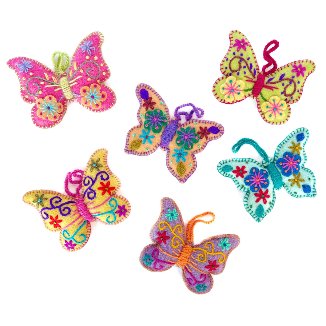 Colorful Embroidered Butterfly Ornaments