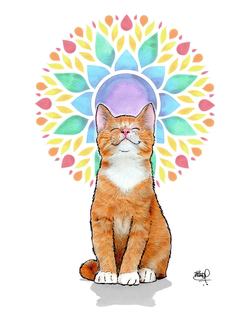 Product Image - Good Vibes - Cat with Mandala behind it 