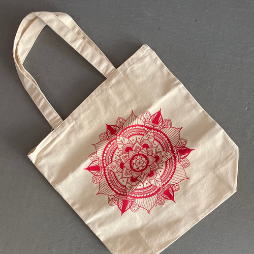 Red Mandala Grocery Tote (provides 10 Meals)