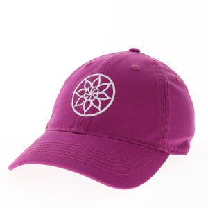 Product View - Fuschia Hat with Embroidered mandala in white