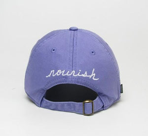 Product Image - Back View - back of the hat with the nourish word mark embroidered - Lavender hat